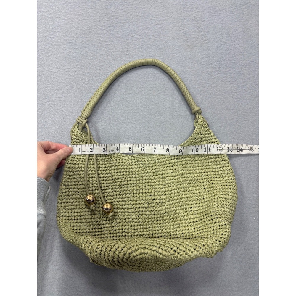 Madewell Camren Straw Bag Sagebrush Shoulder OS Crochet Hobo Bag Green Woven NWT - Picture 8 of 11